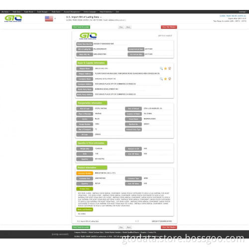 Usa Import Customs Data Sample (material for medical)